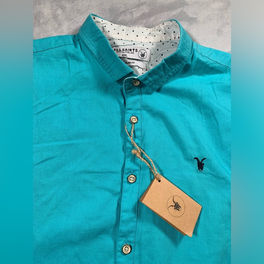 Allsaints Men's Turquoise Shirt - Picture 6 of 16